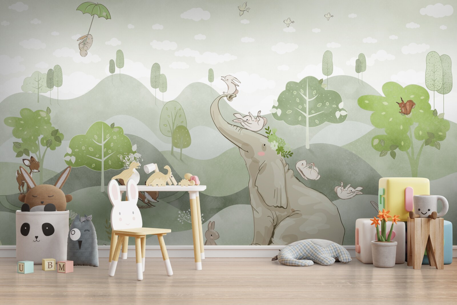 Fotobehang olifant ontvangt dierengroeten