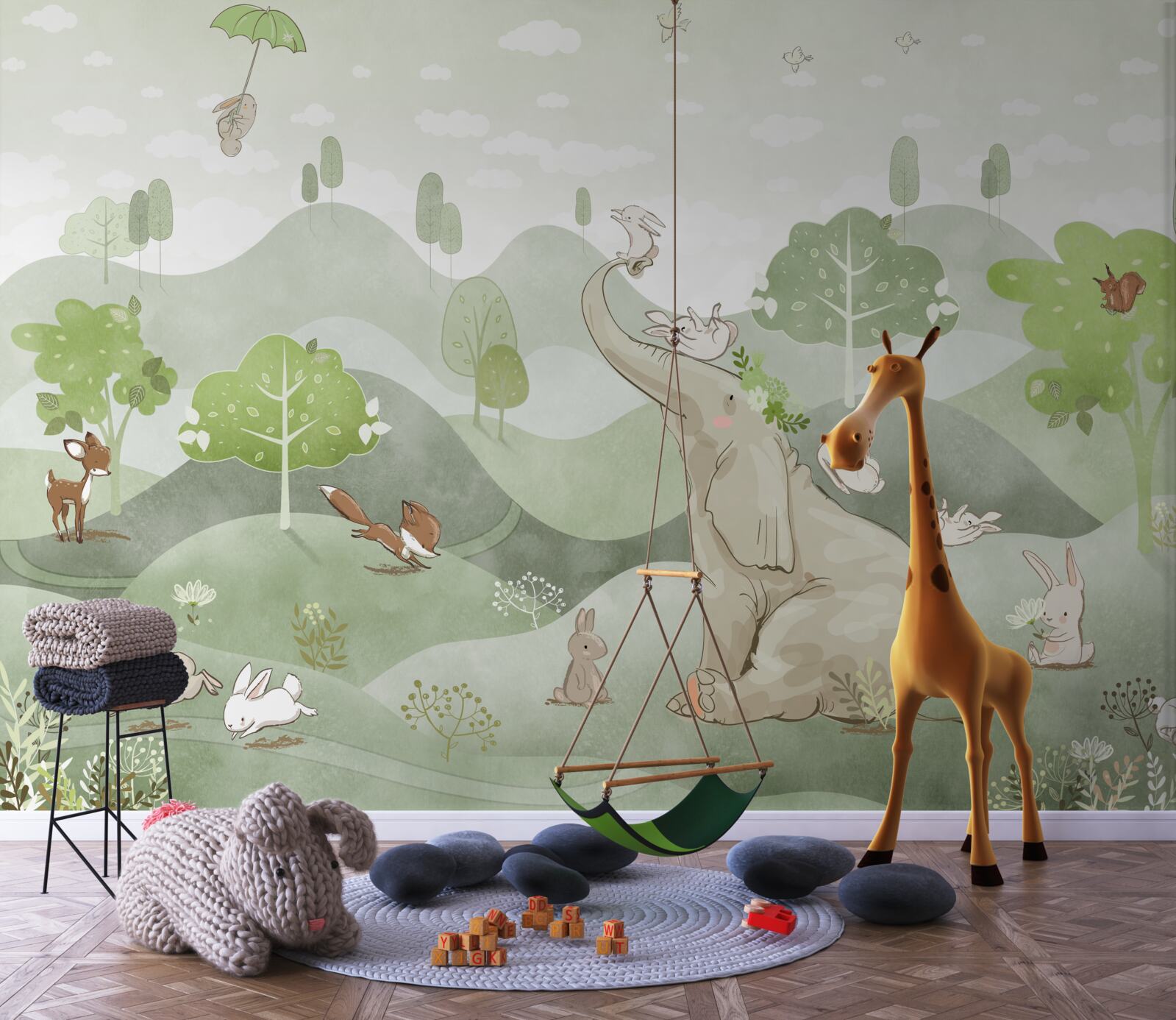 Fotobehang olifant ontvangt dierengroeten