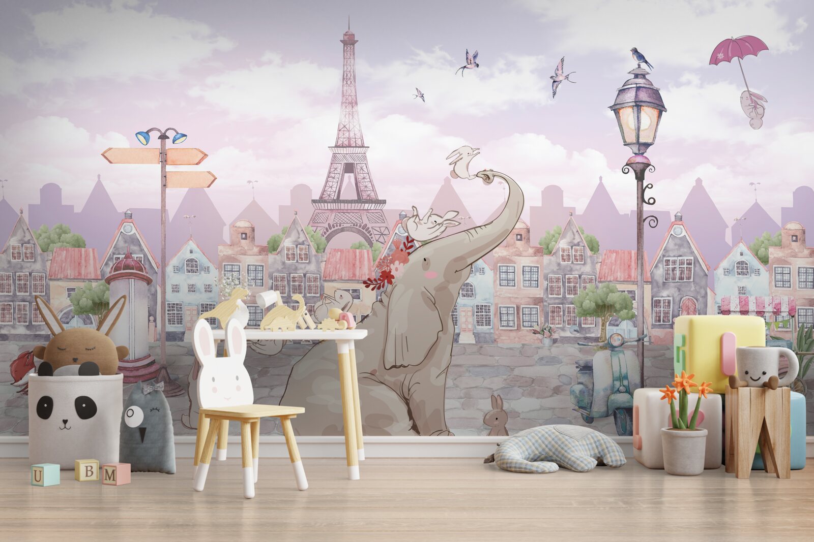 Fotobehang er is een olifant in de stad