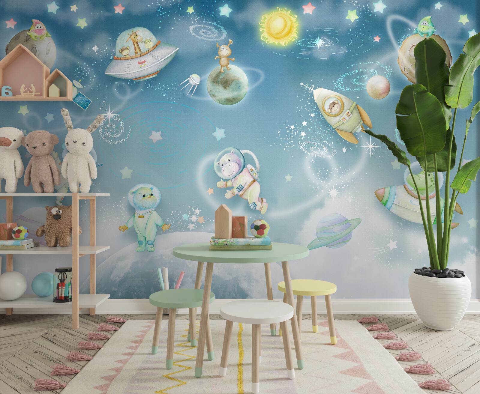 Fotobehang dieren verkennen de ruimte