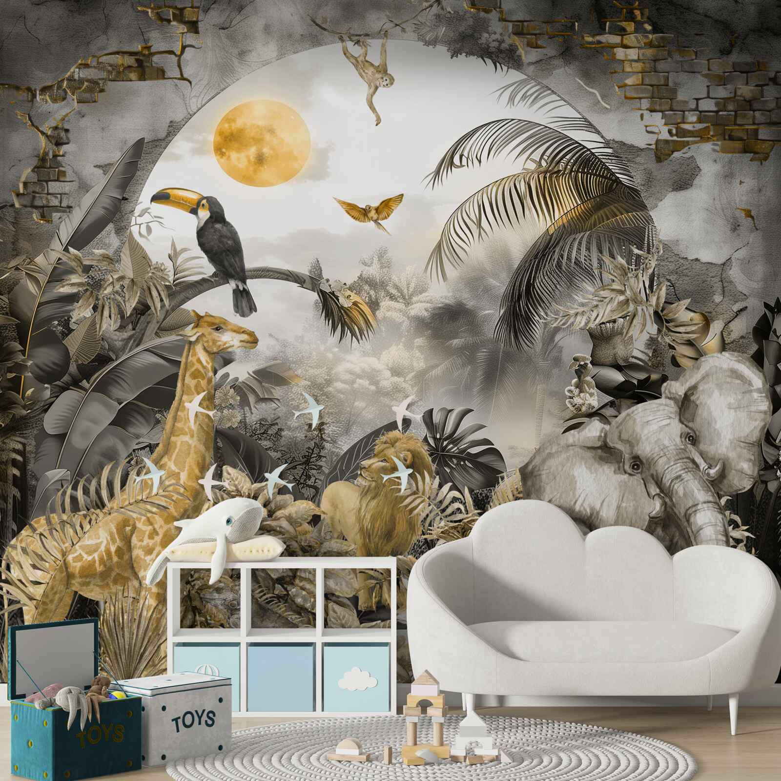 Fotobehang in afrika kijken dieren naar de zonsondergang