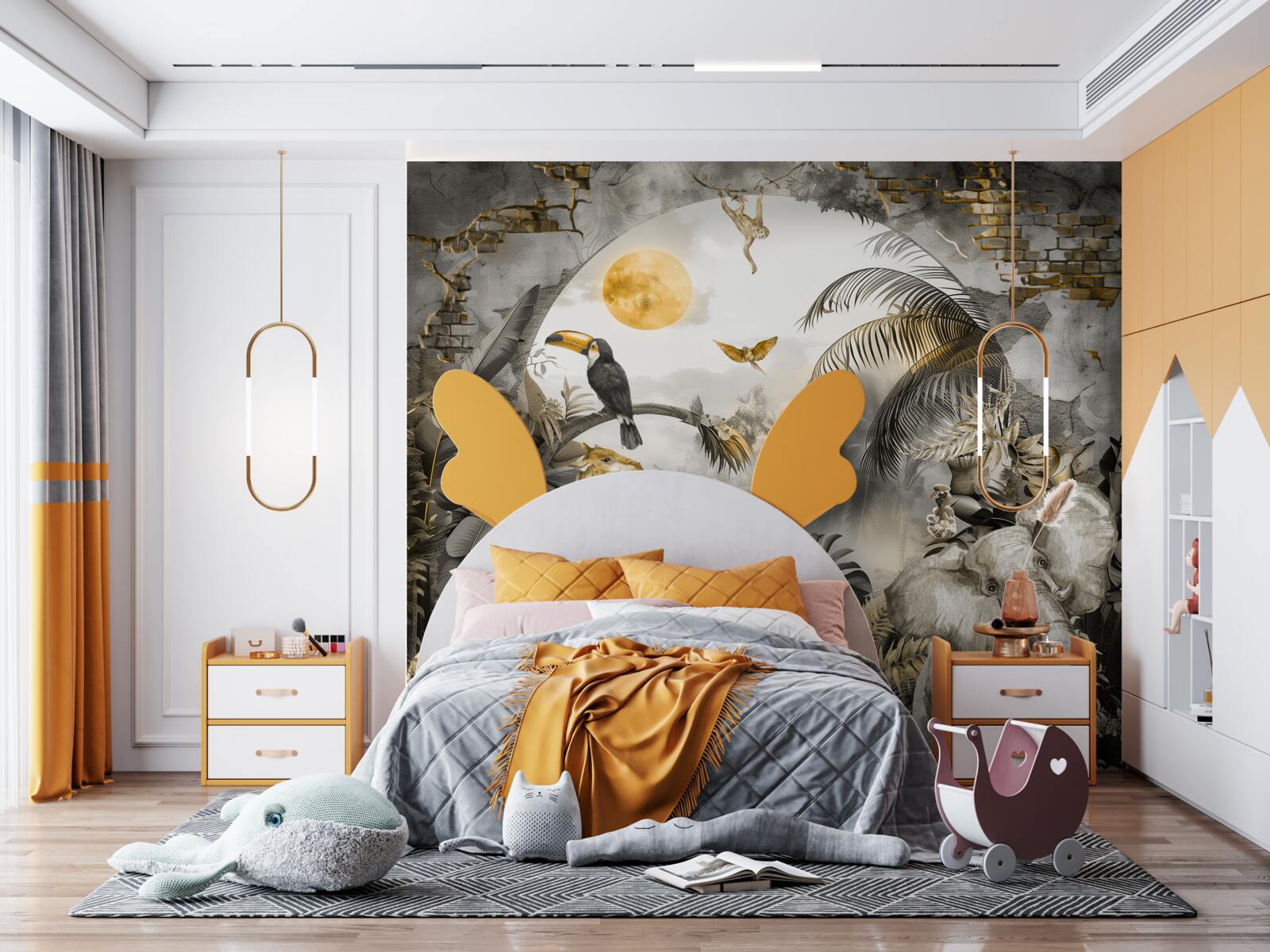 Fotobehang in afrika kijken dieren naar de zonsondergang