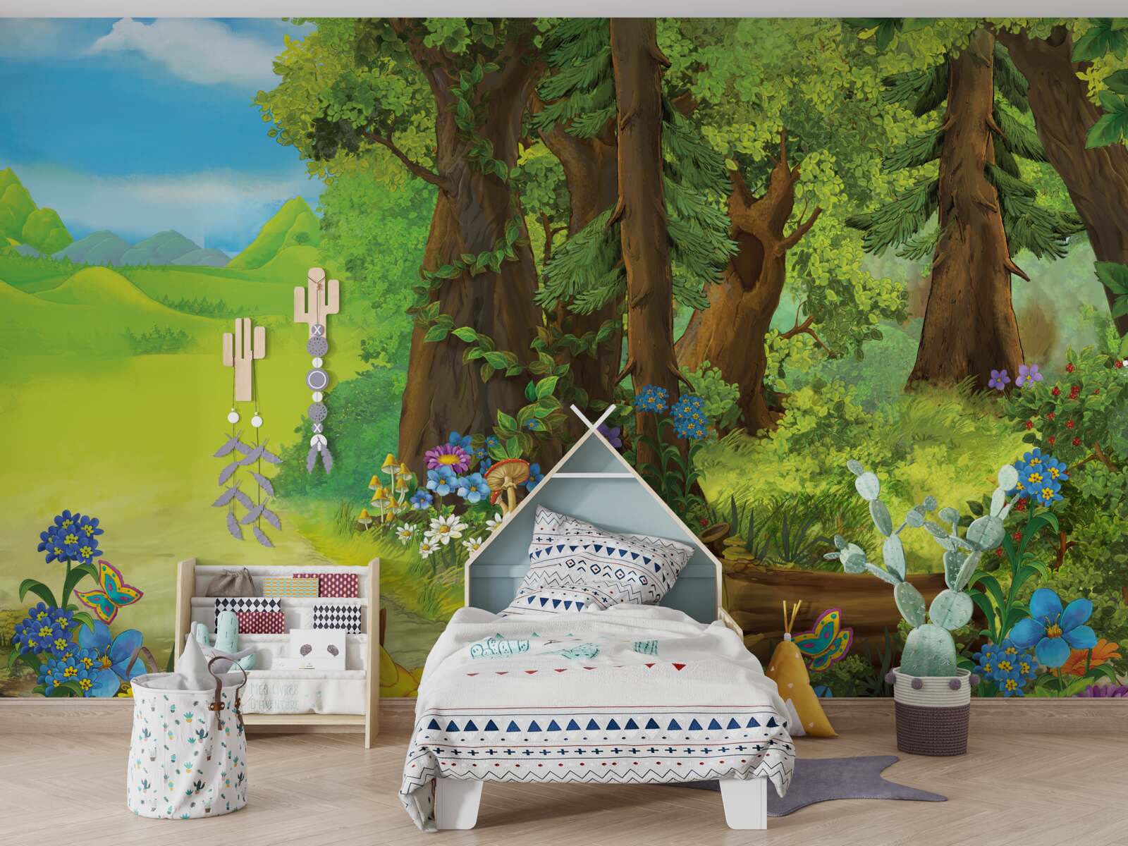 Fotobehang magisch groen zomerbos