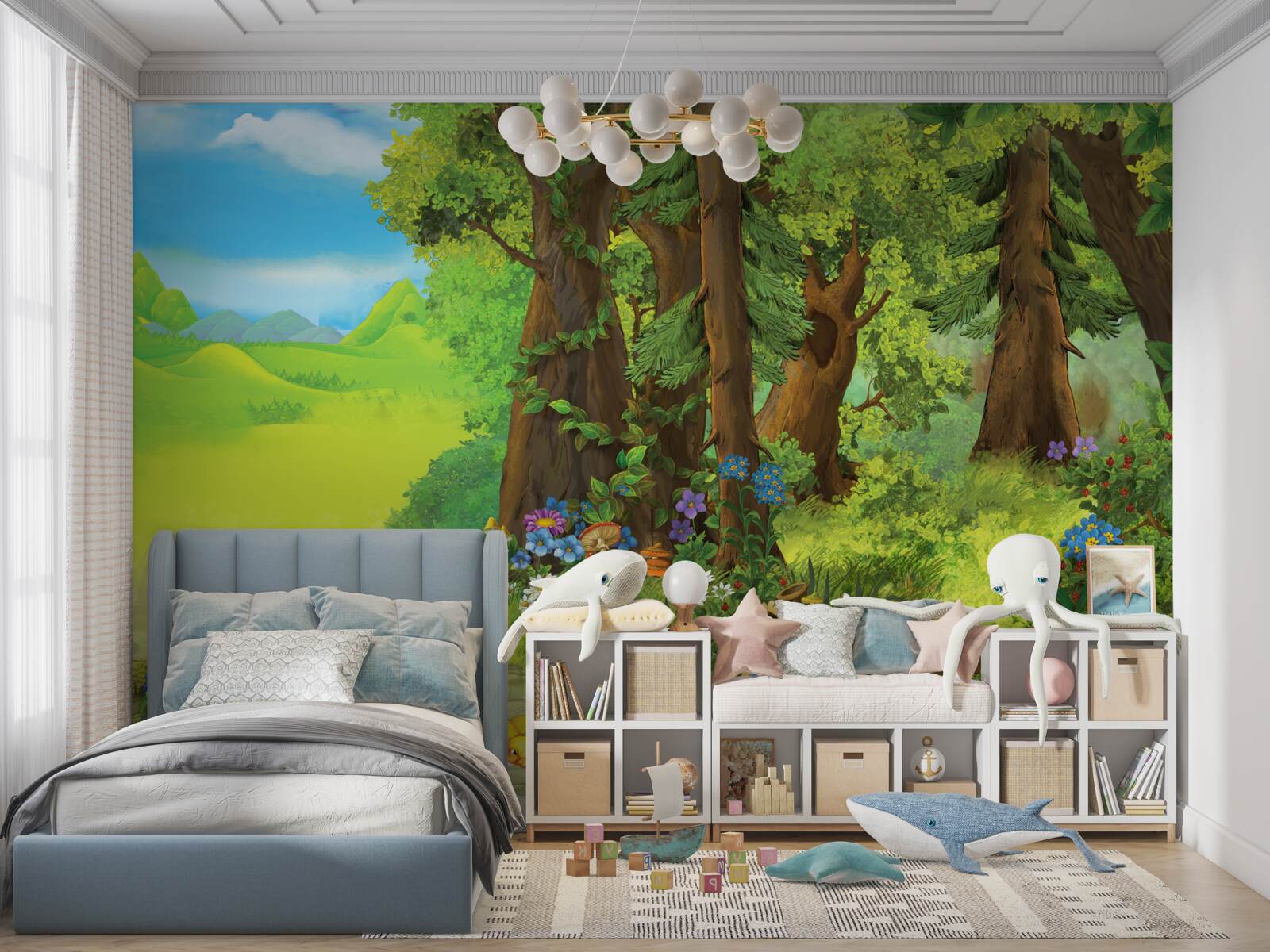 Fotobehang magisch groen zomerbos