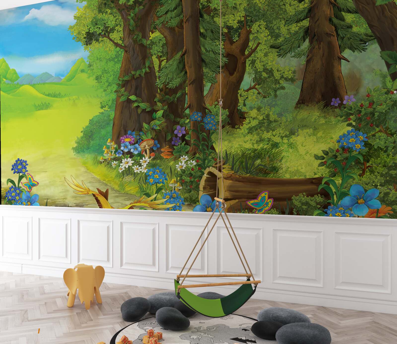 Fotobehang magisch groen zomerbos