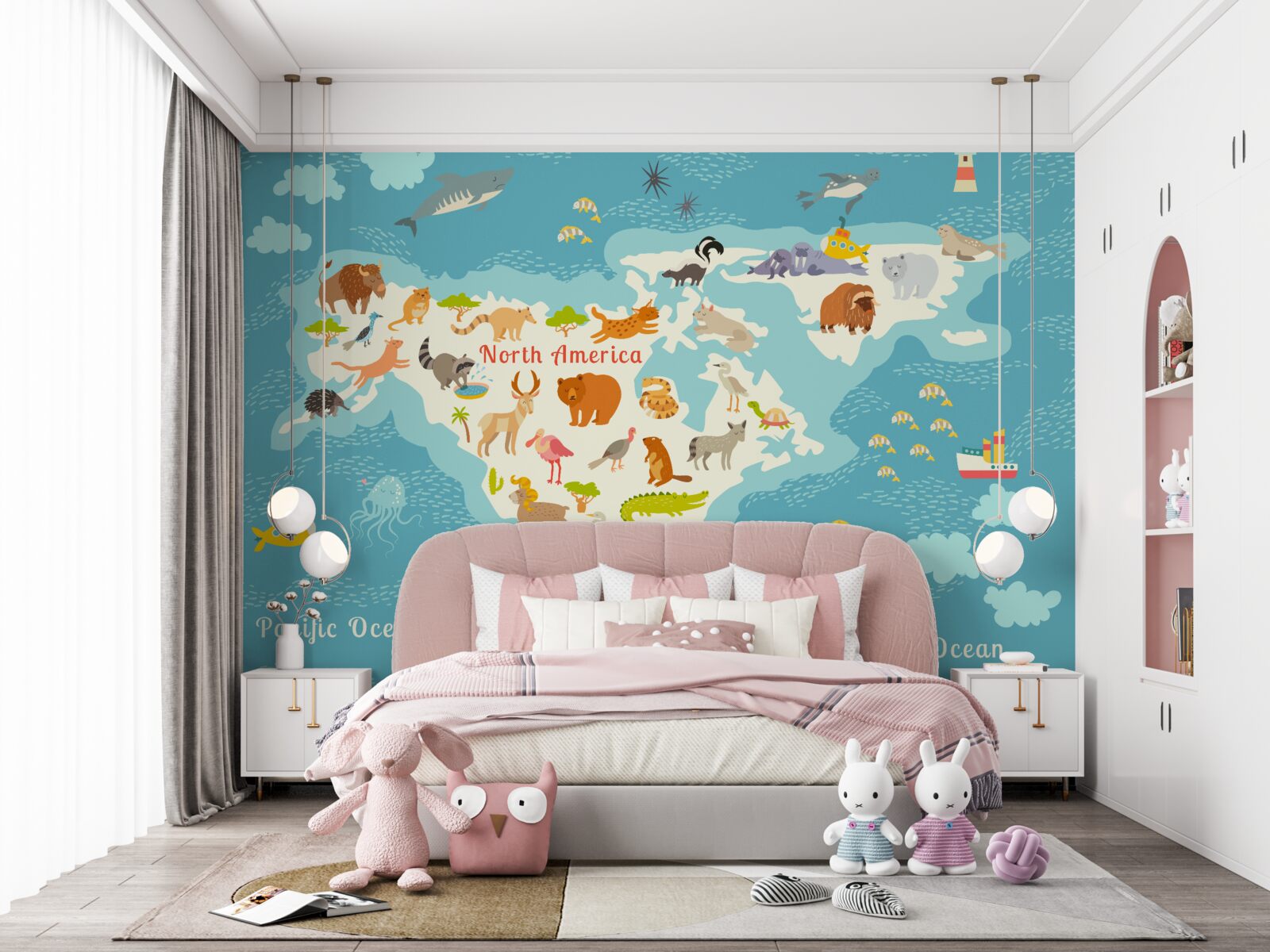 Fotobehang kaart van mensen in noord-amerika