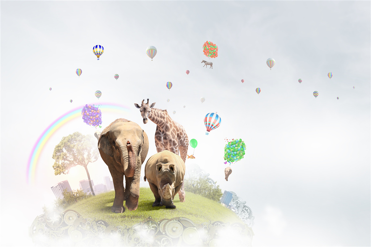 Fotobehang regenboog en de mensen van afrika