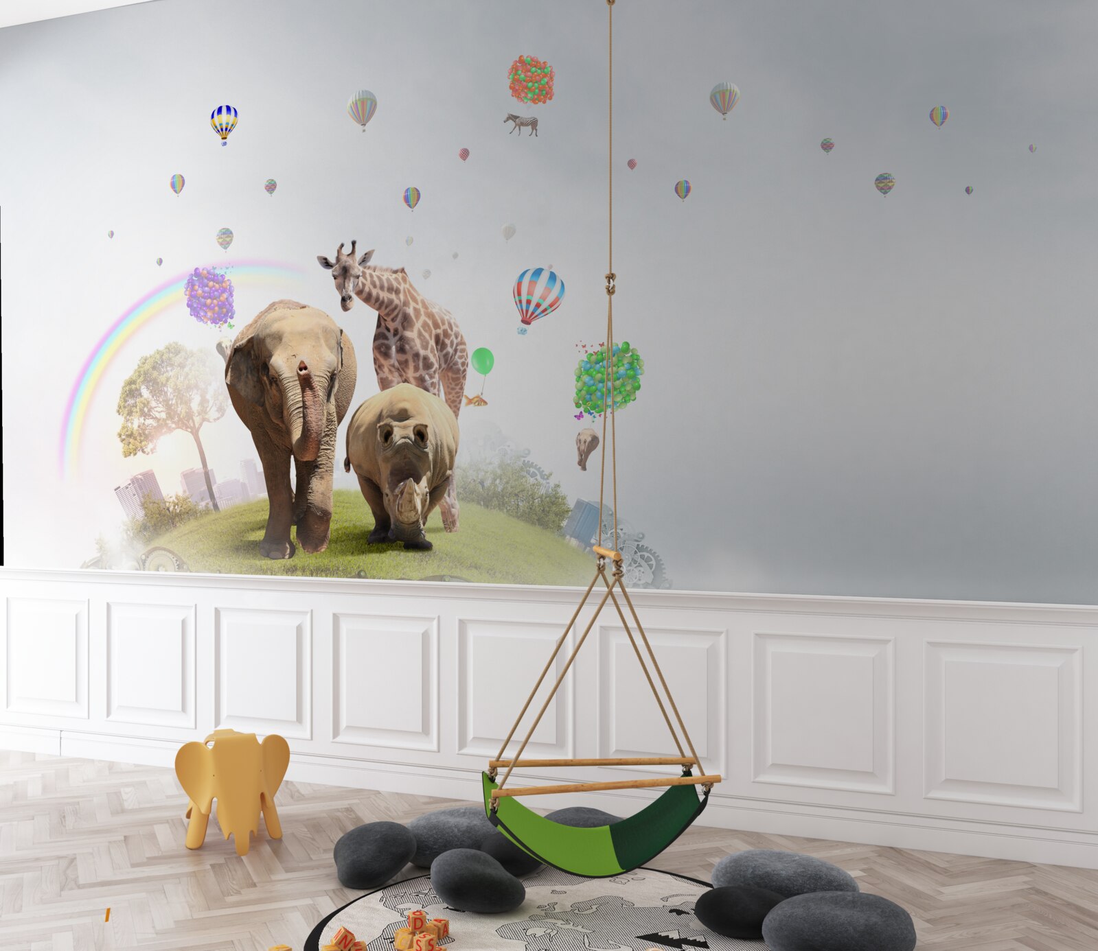 Fotobehang regenboog en de mensen van afrika