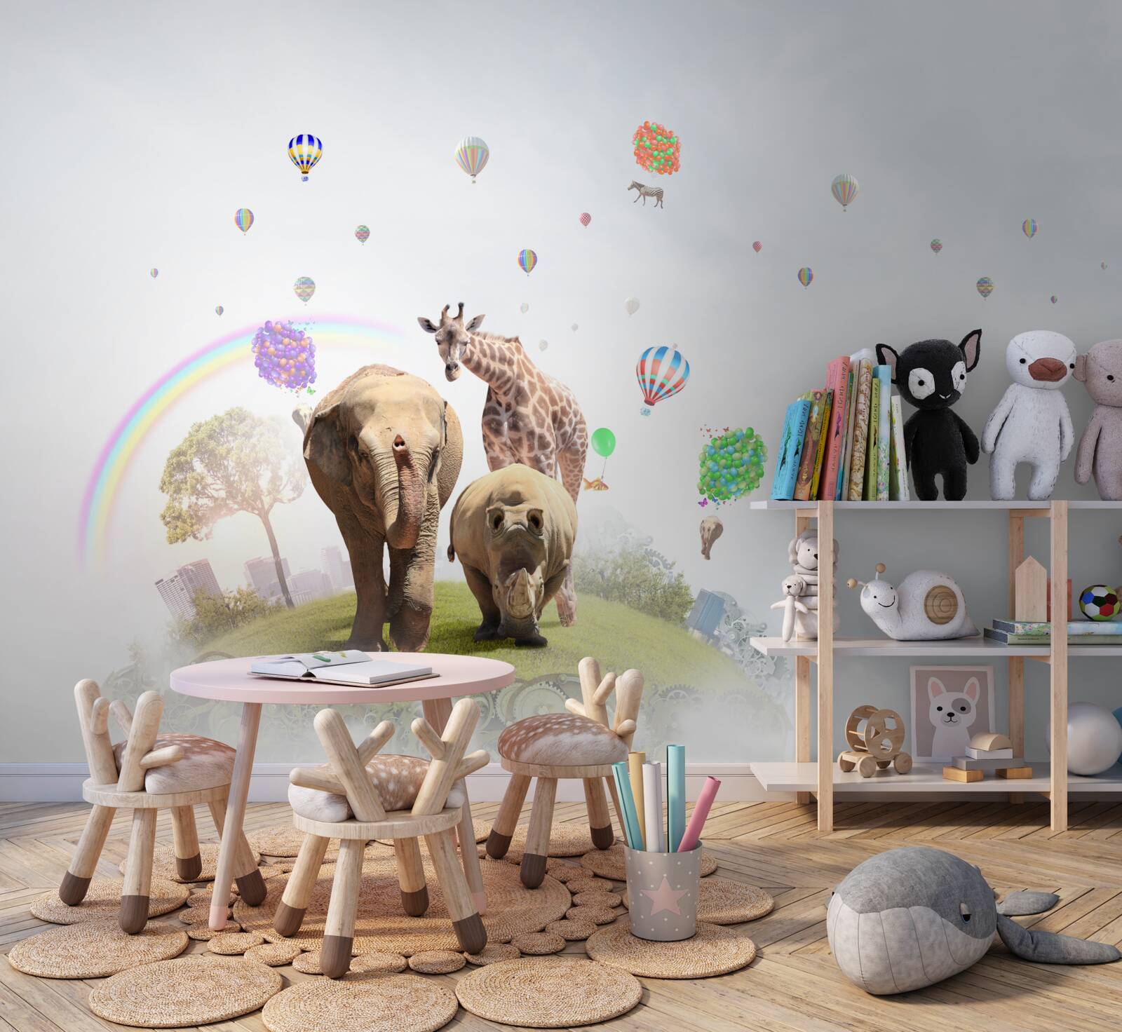 Fotobehang regenboog en de mensen van afrika