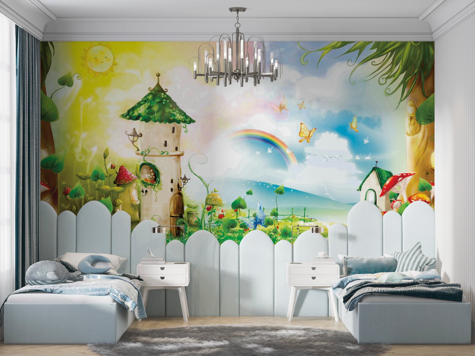 Fotobehang toren rijst op in het bos