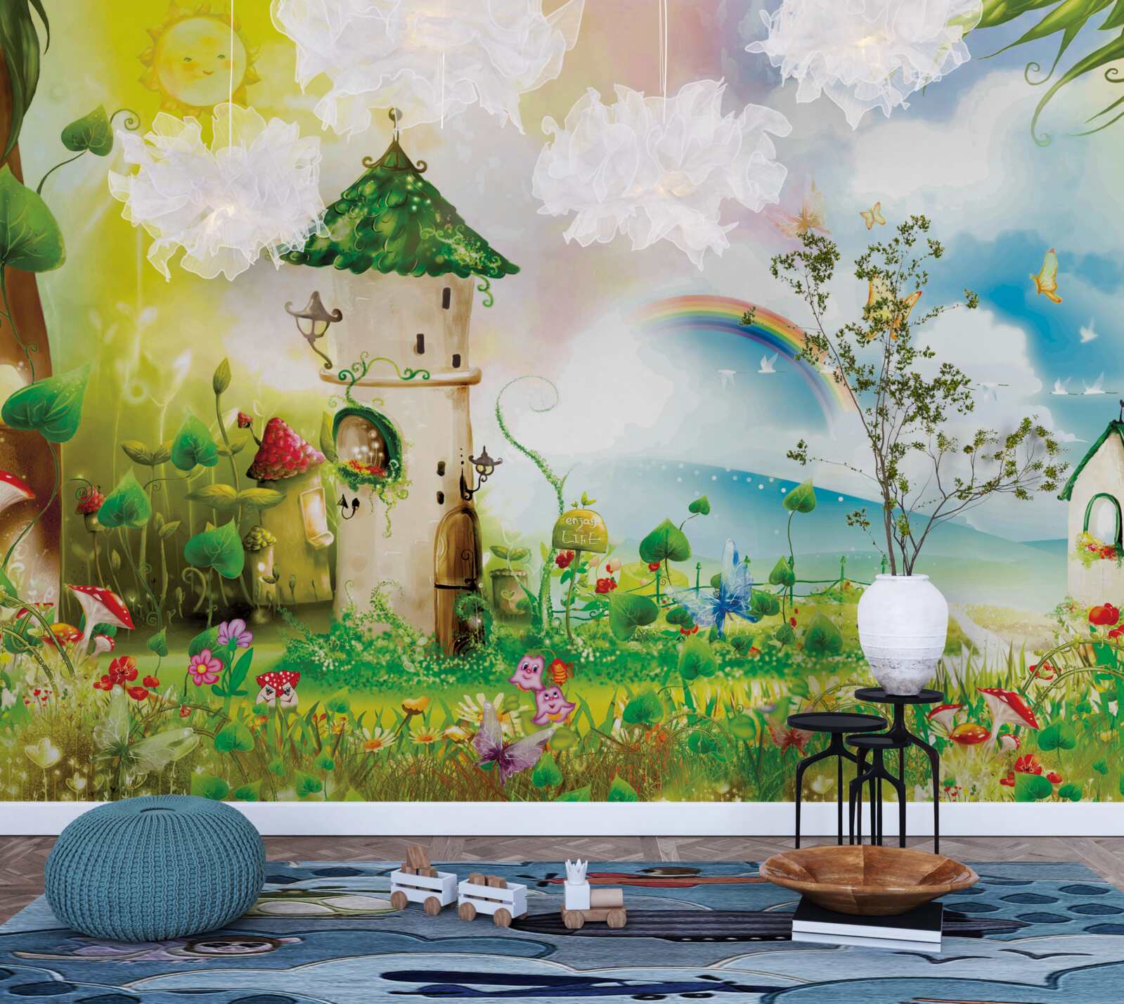 Fotobehang toren rijst op in het bos