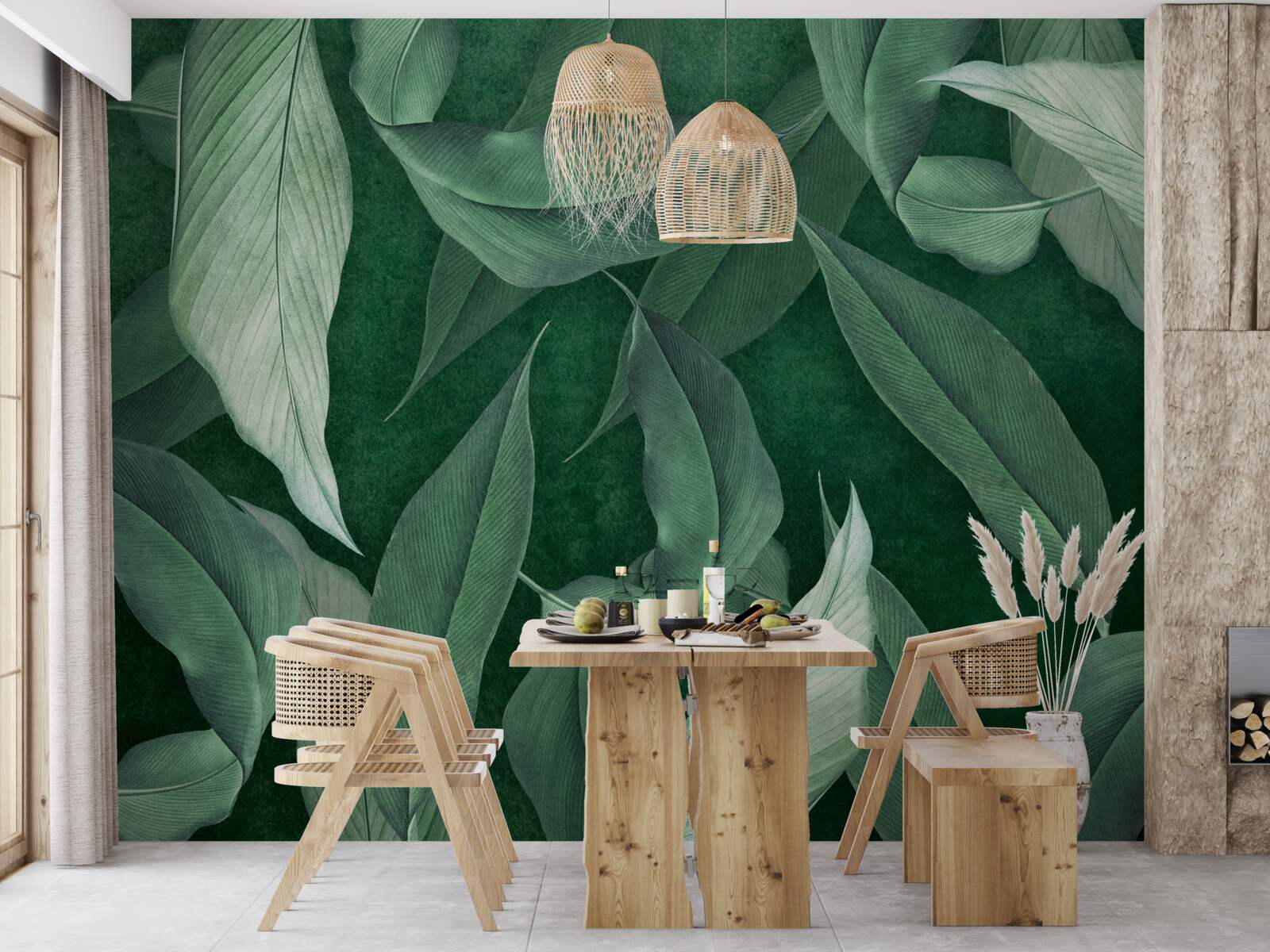 Fotobehang varenbladeren zijn groen