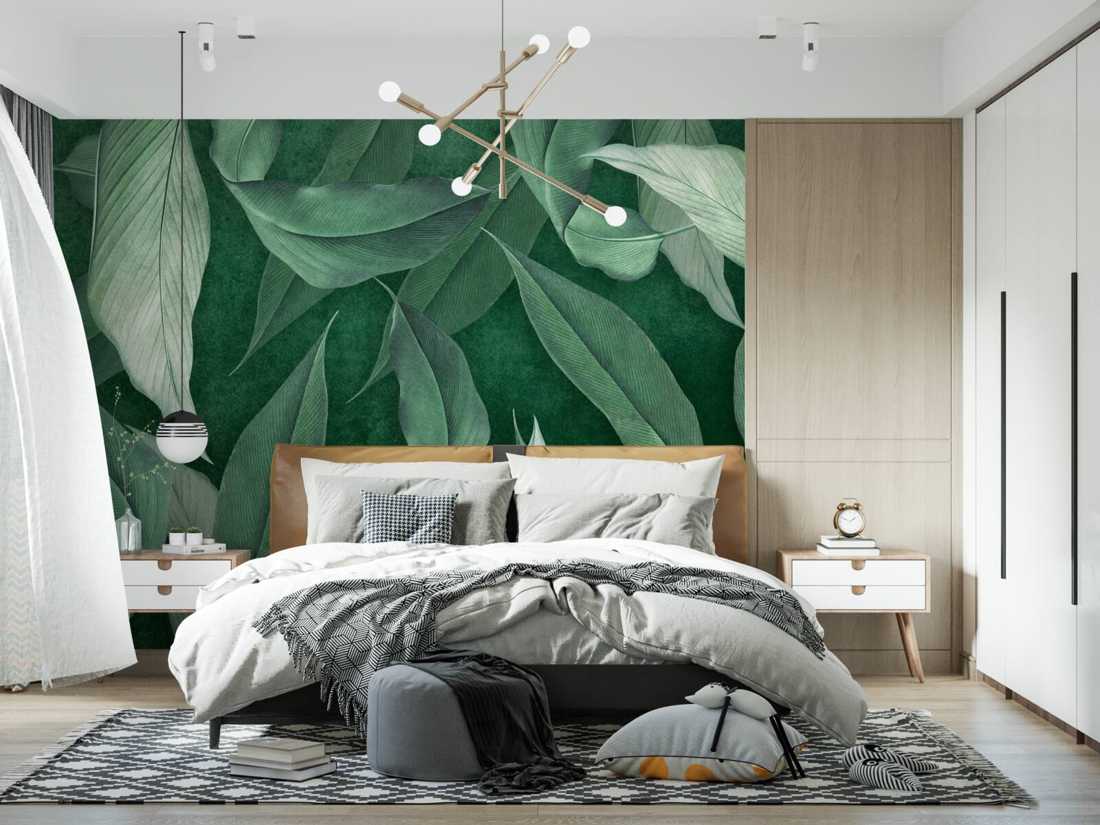 Fotobehang varenbladeren zijn groen