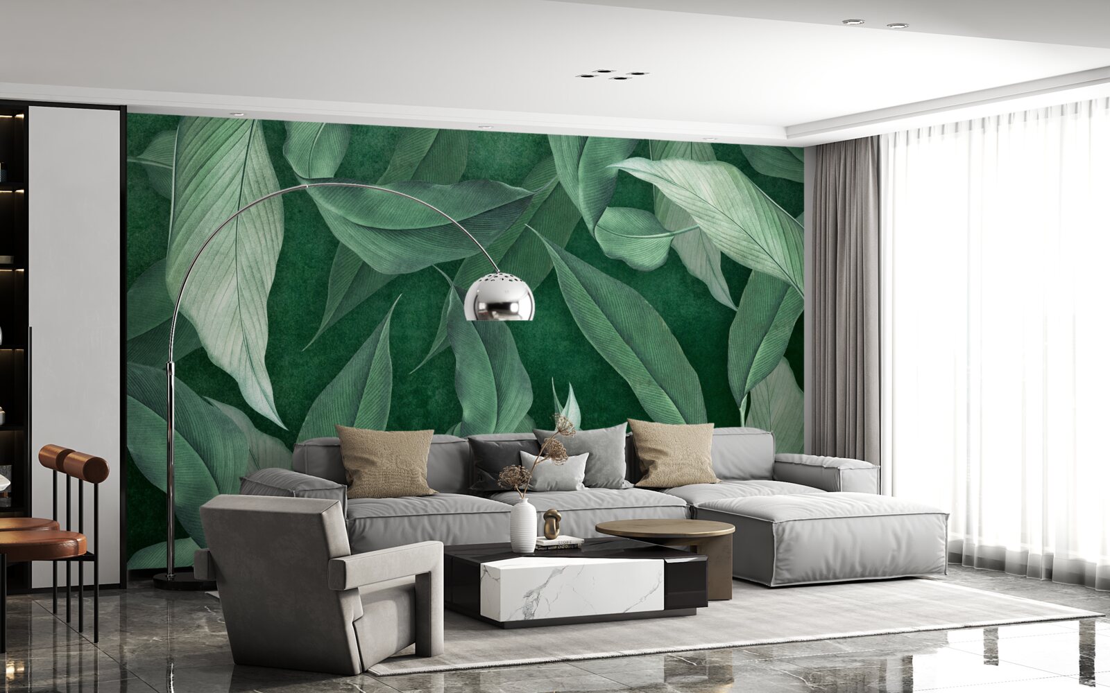 Fotobehang varenbladeren zijn groen