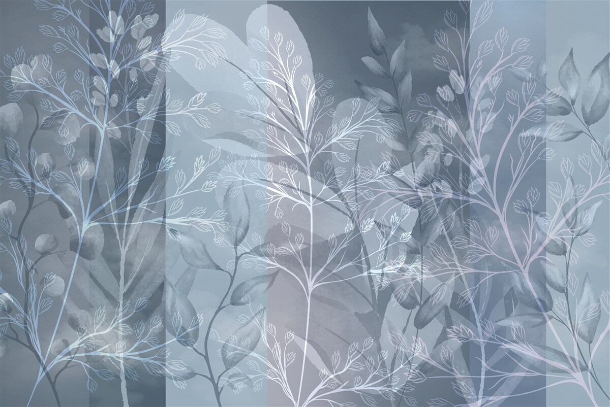 Fotobehang in mist gehulde struiken in het bos