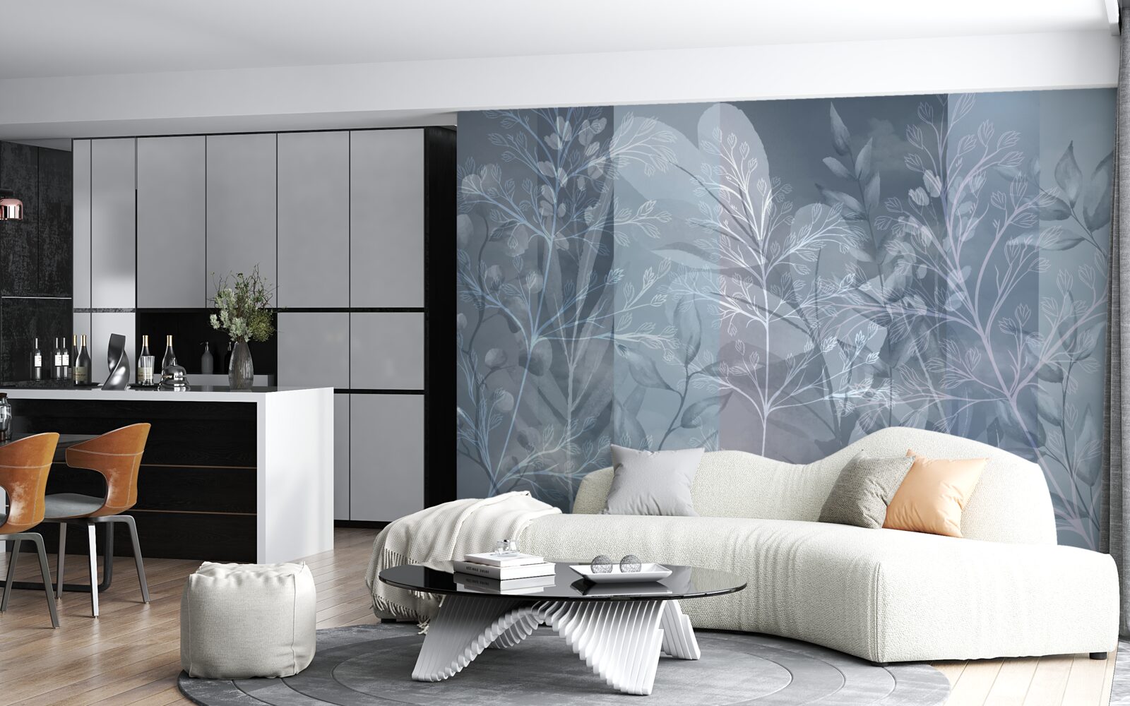 Fotobehang in mist gehulde struiken in het bos