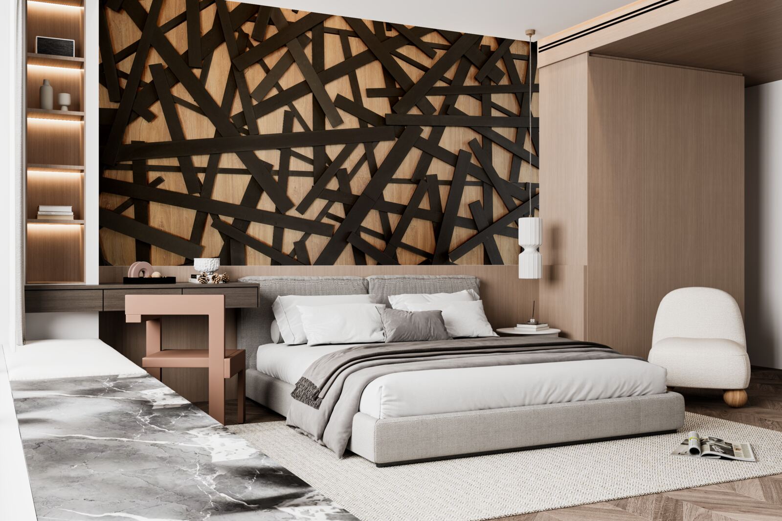 Fotobehang rechte takken op de stam