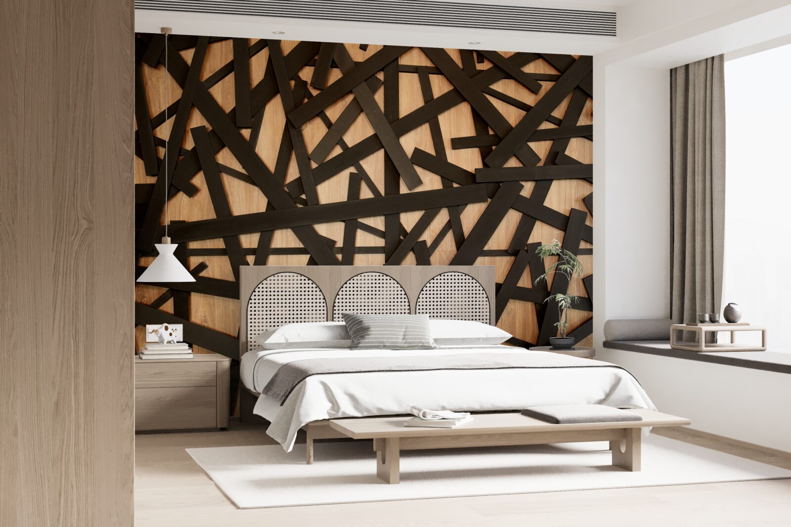 Fotobehang rechte takken op de stam