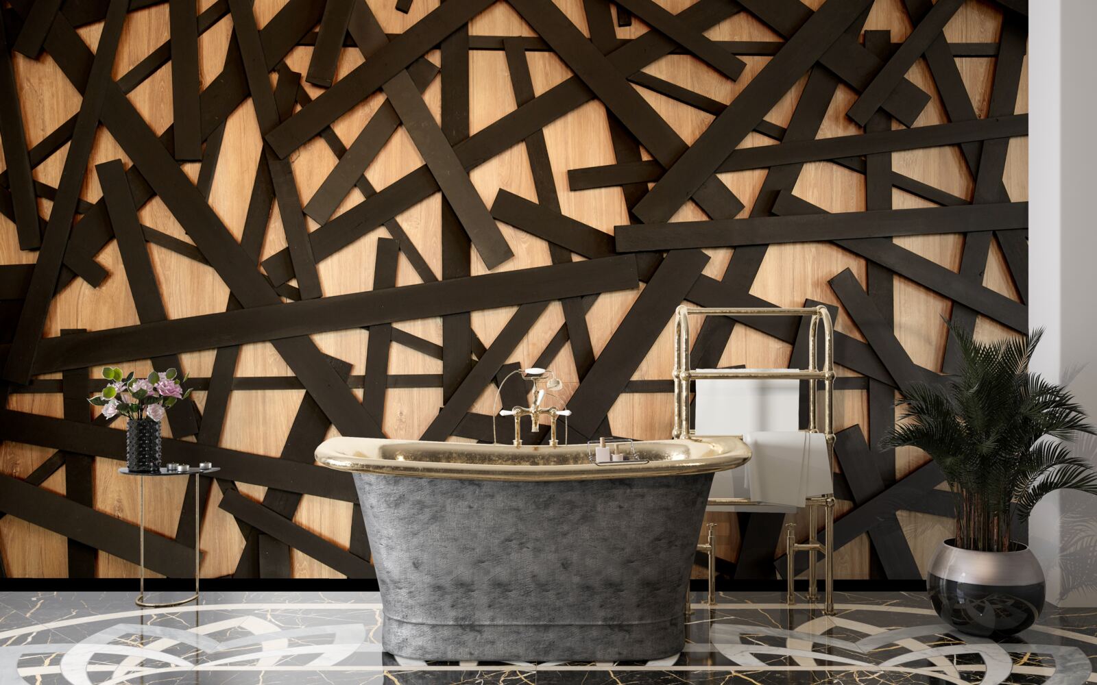 Fotobehang rechte takken op de stam