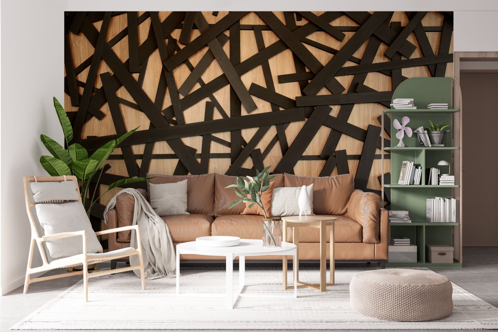 Fotobehang rechte takken op de stam