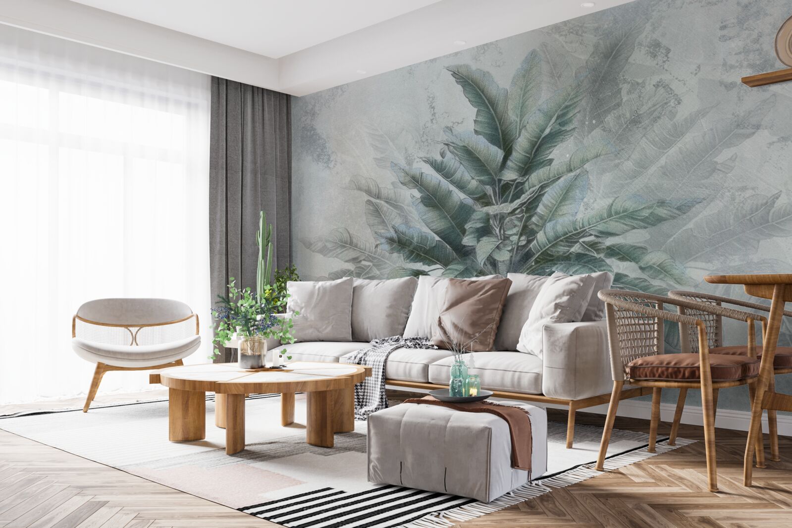 Fotobehang verborgen in de mist is een enorme palmboom