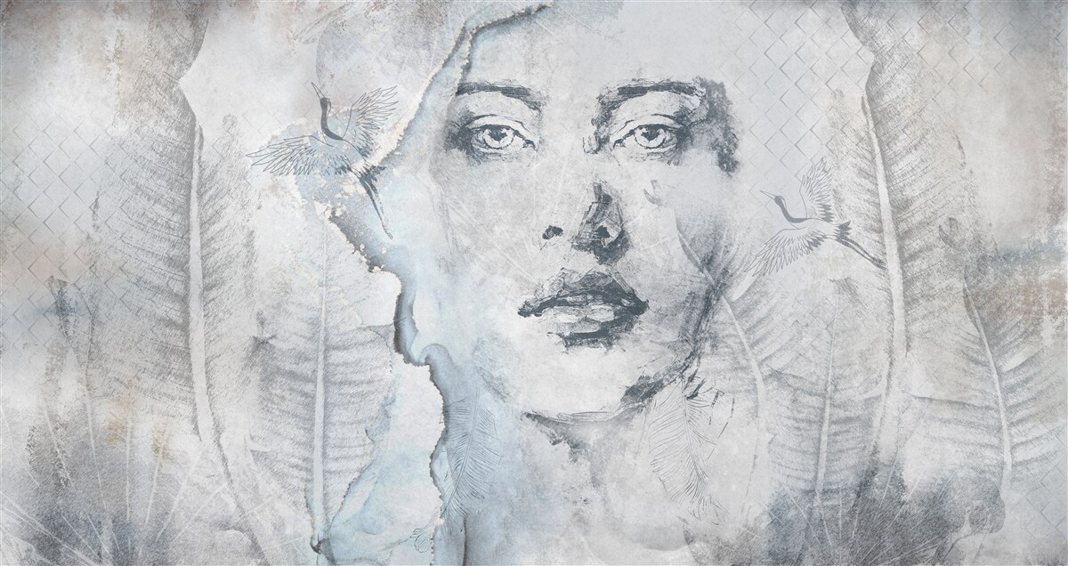 Fotobehang het beeld van het mooie meisje is abstract