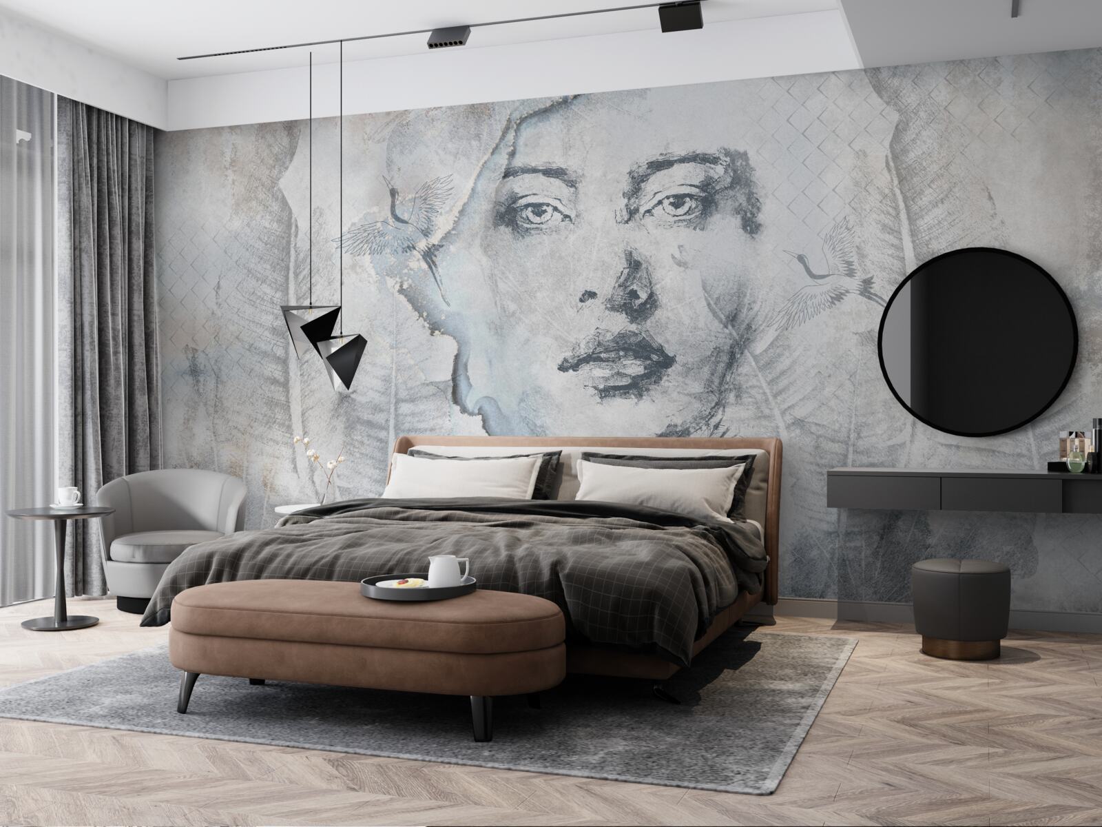 Fotobehang het beeld van het mooie meisje is abstract