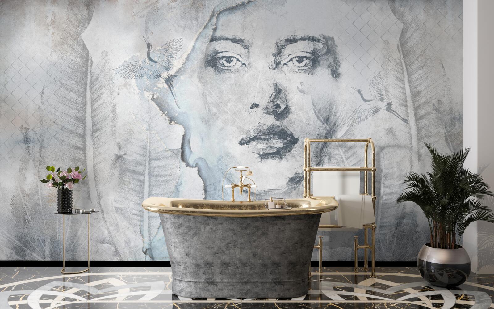 Fotobehang het beeld van het mooie meisje is abstract