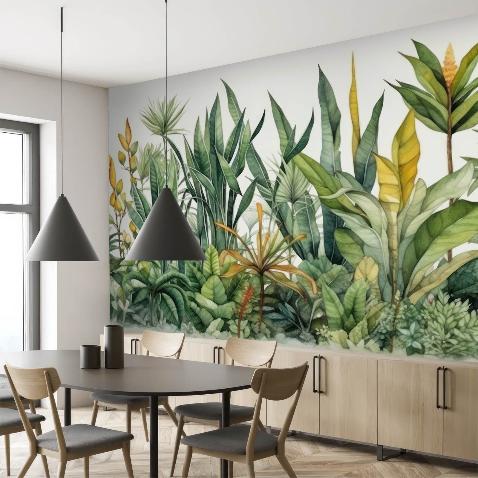 Fotobehang Hoge palmbomen groeien in de jungle