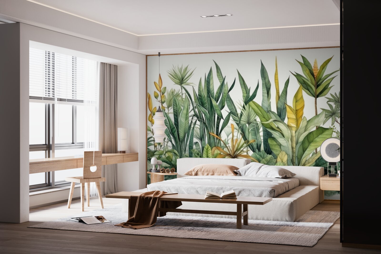 Fotobehang Hoge palmbomen groeien in de jungle