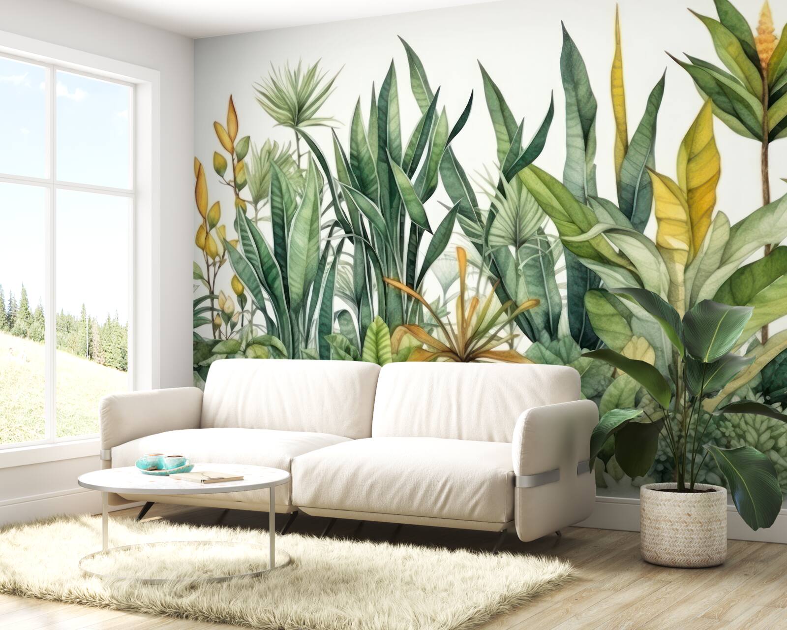 Fotobehang Hoge palmbomen groeien in de jungle