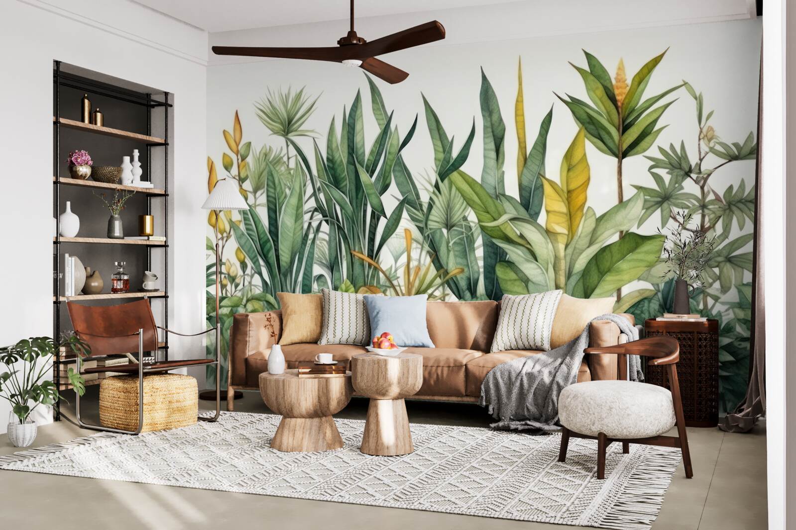 Fotobehang Hoge palmbomen groeien in de jungle