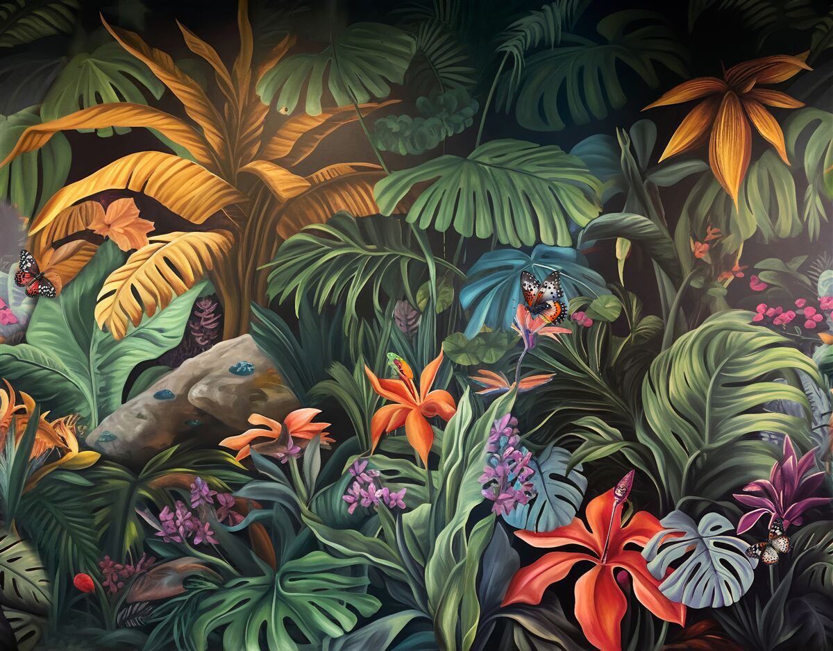 Fotobehang dicht groen van tropische bossen