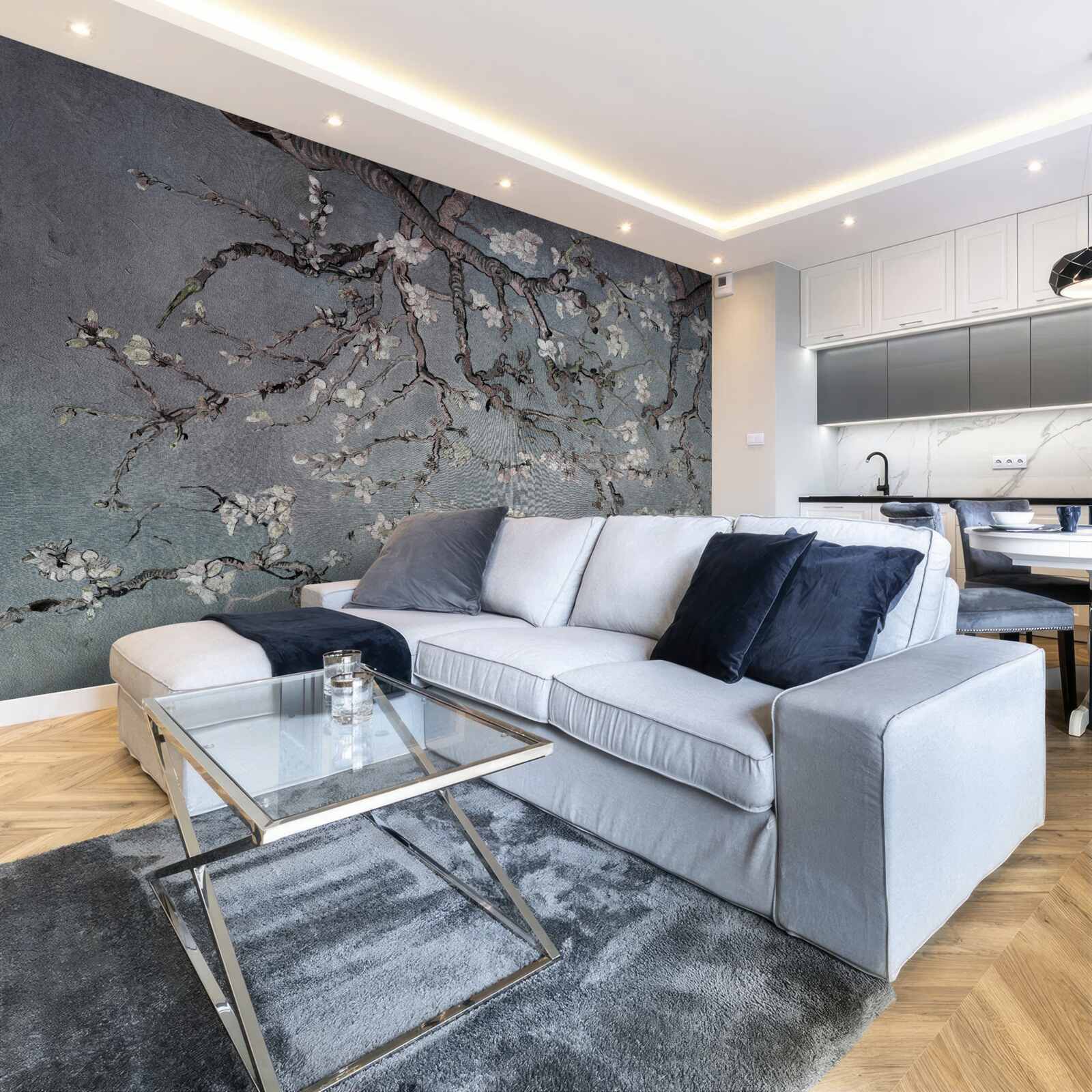 Fotobehang bloeiende magnolia tak