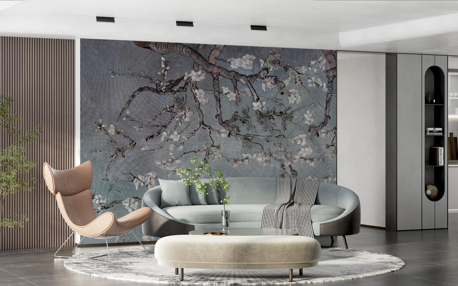 Fotobehang bloeiende magnolia tak