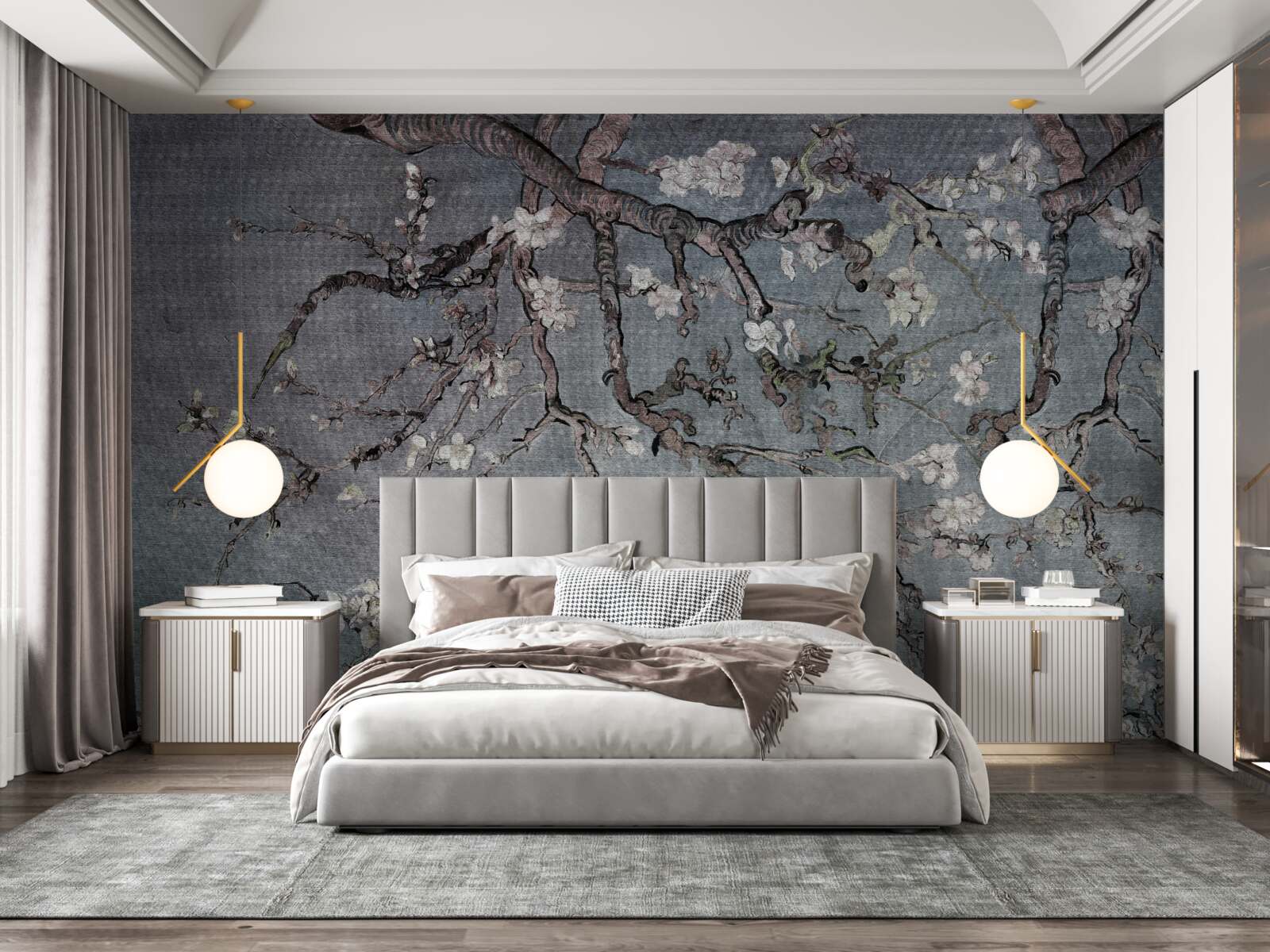 Fotobehang bloeiende magnolia tak