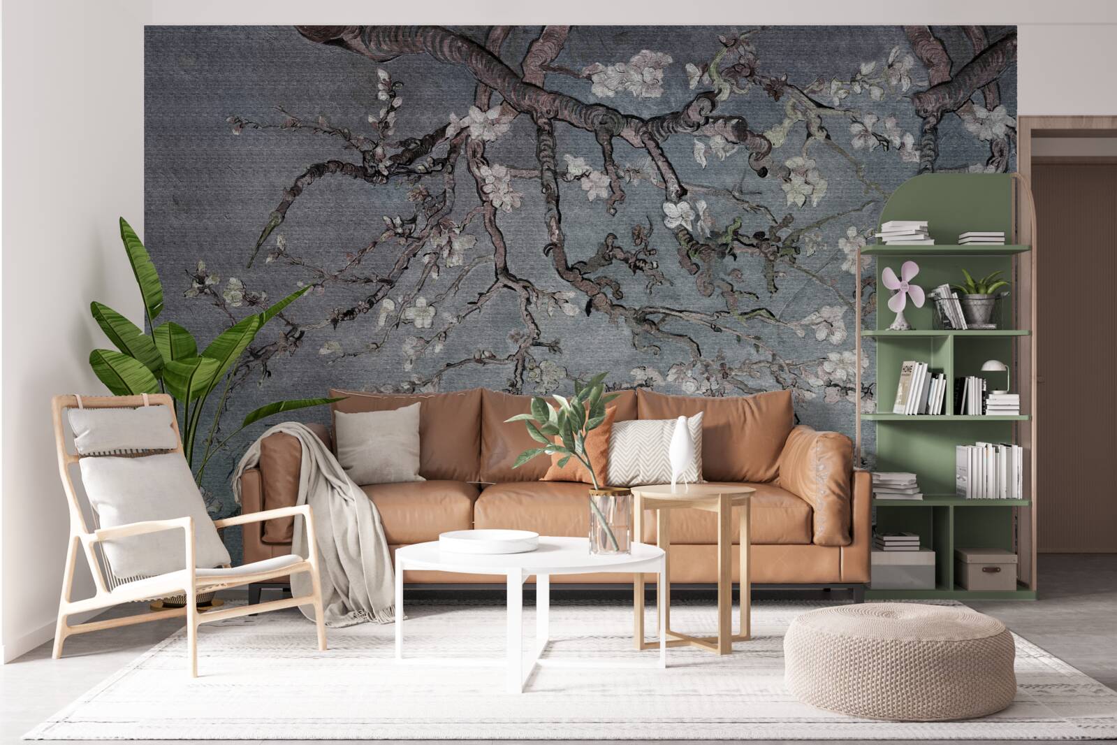 Fotobehang bloeiende magnolia tak