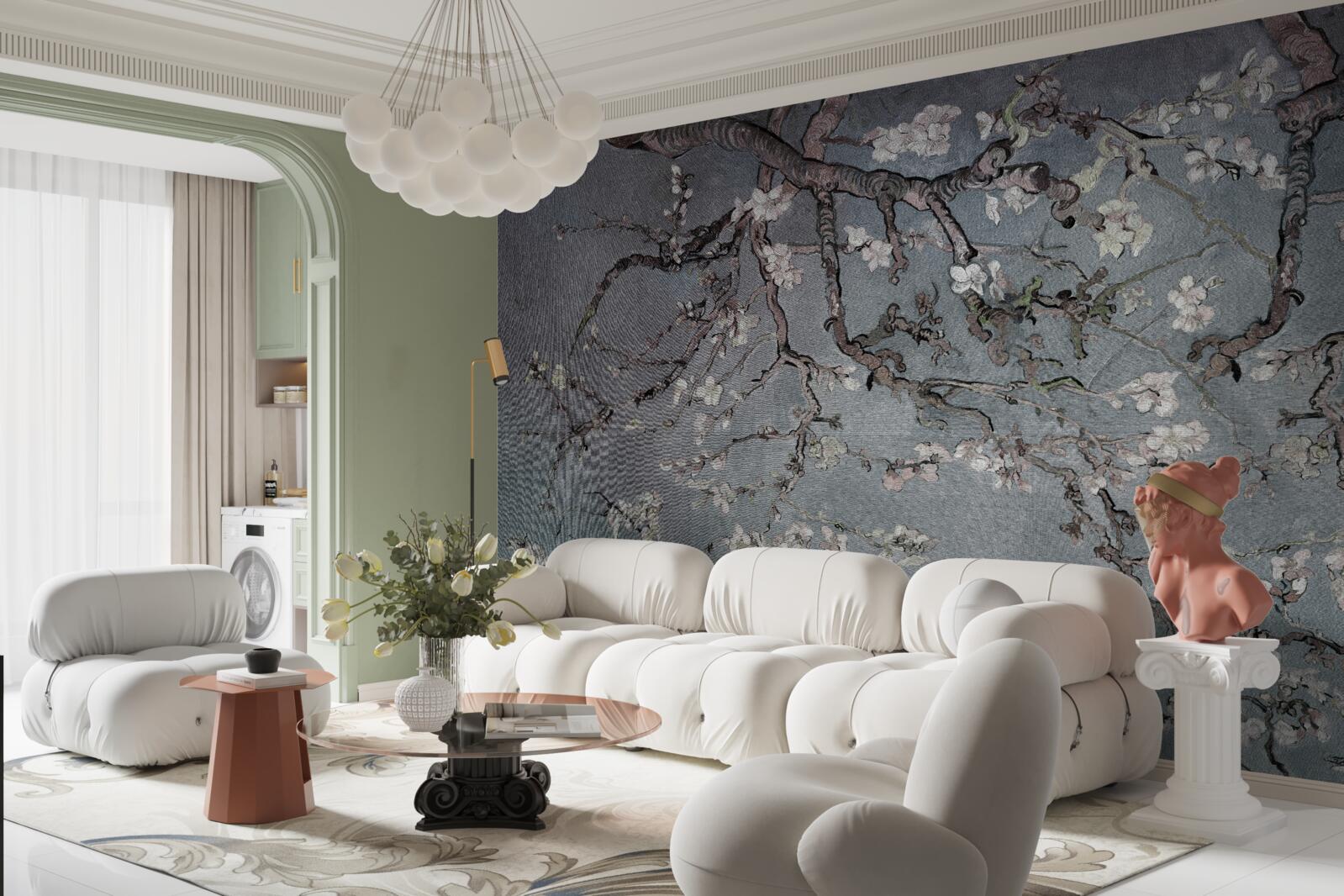 Fotobehang bloeiende magnolia tak