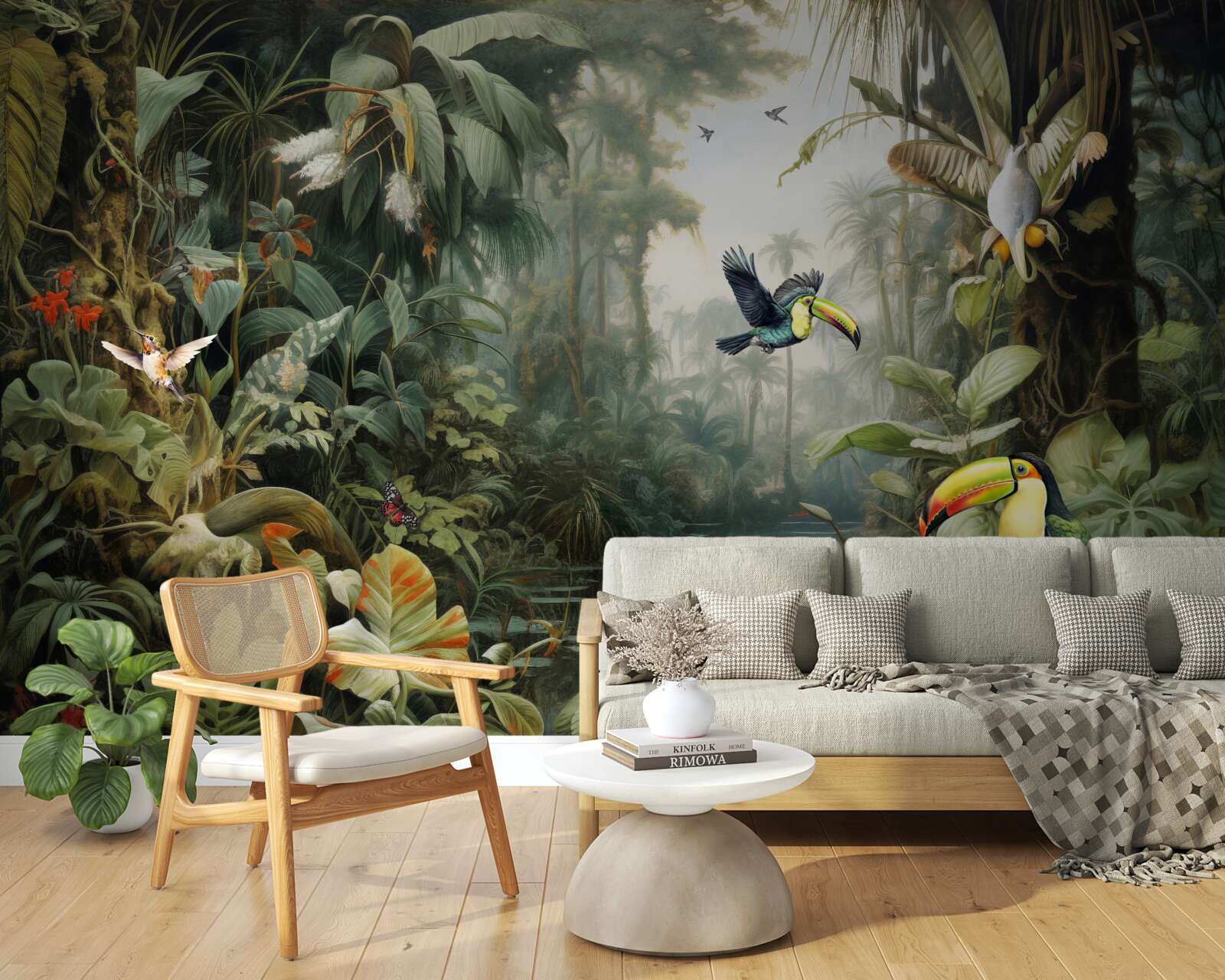 Fotobehang tropisch struikgewas bij de vijver