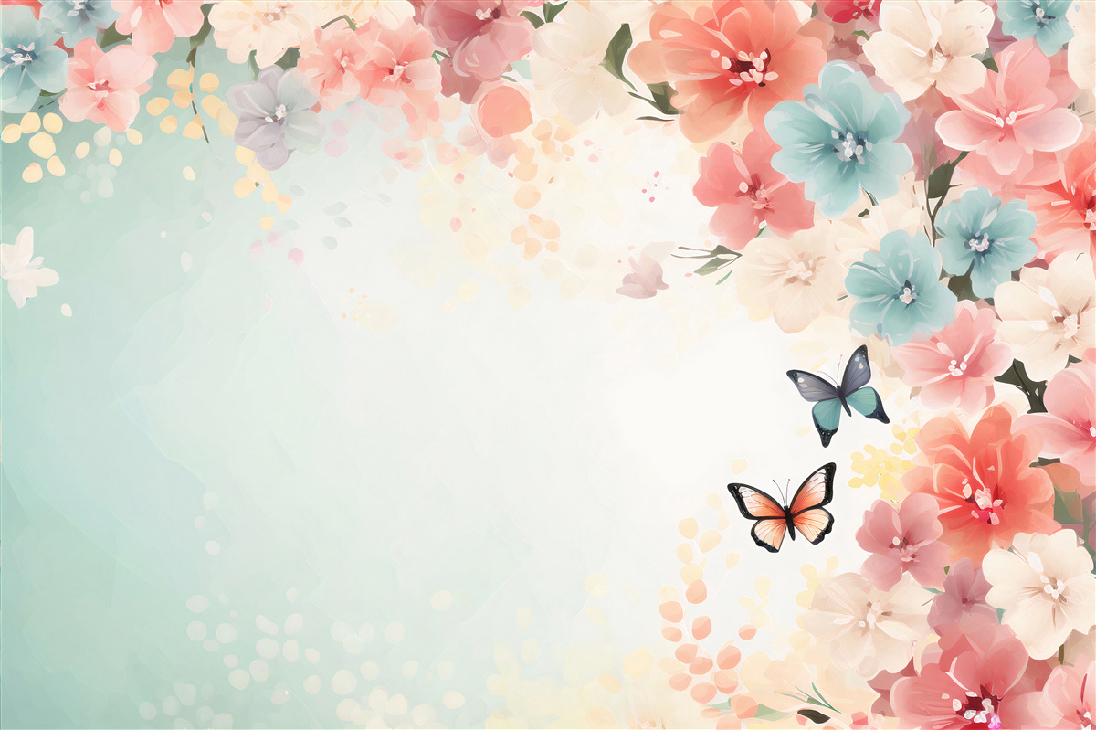 Fotobehang sierlijke bloemencomposities en motten