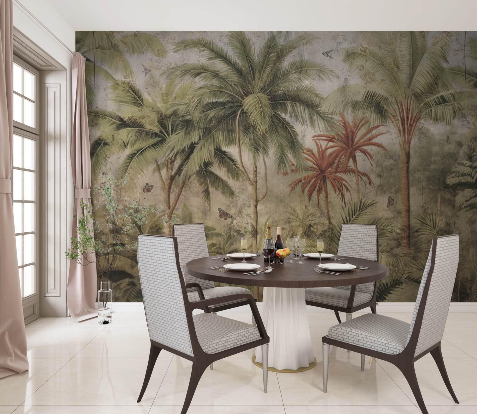 Fotobehang palmbomen in de tropen na regenachtig weer