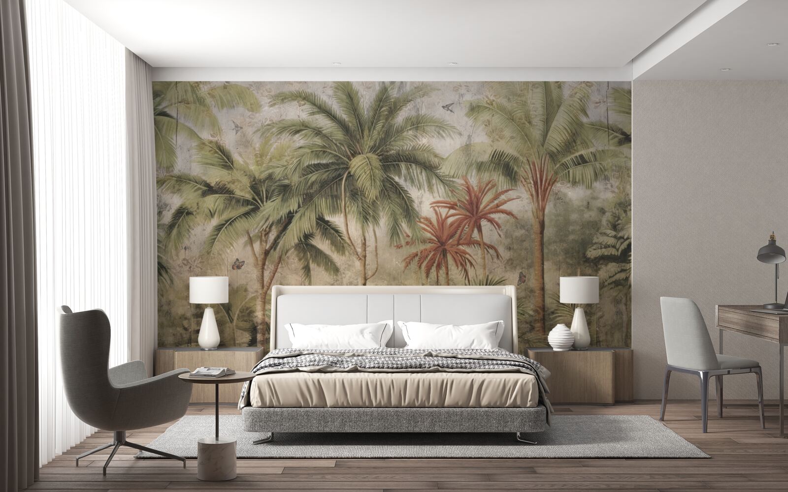 Fotobehang palmbomen in de tropen na regenachtig weer