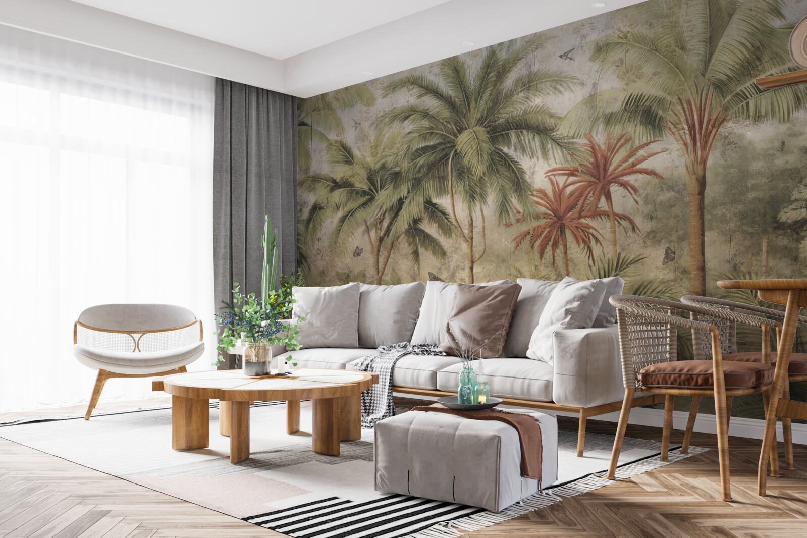 Fotobehang palmbomen in de tropen na regenachtig weer