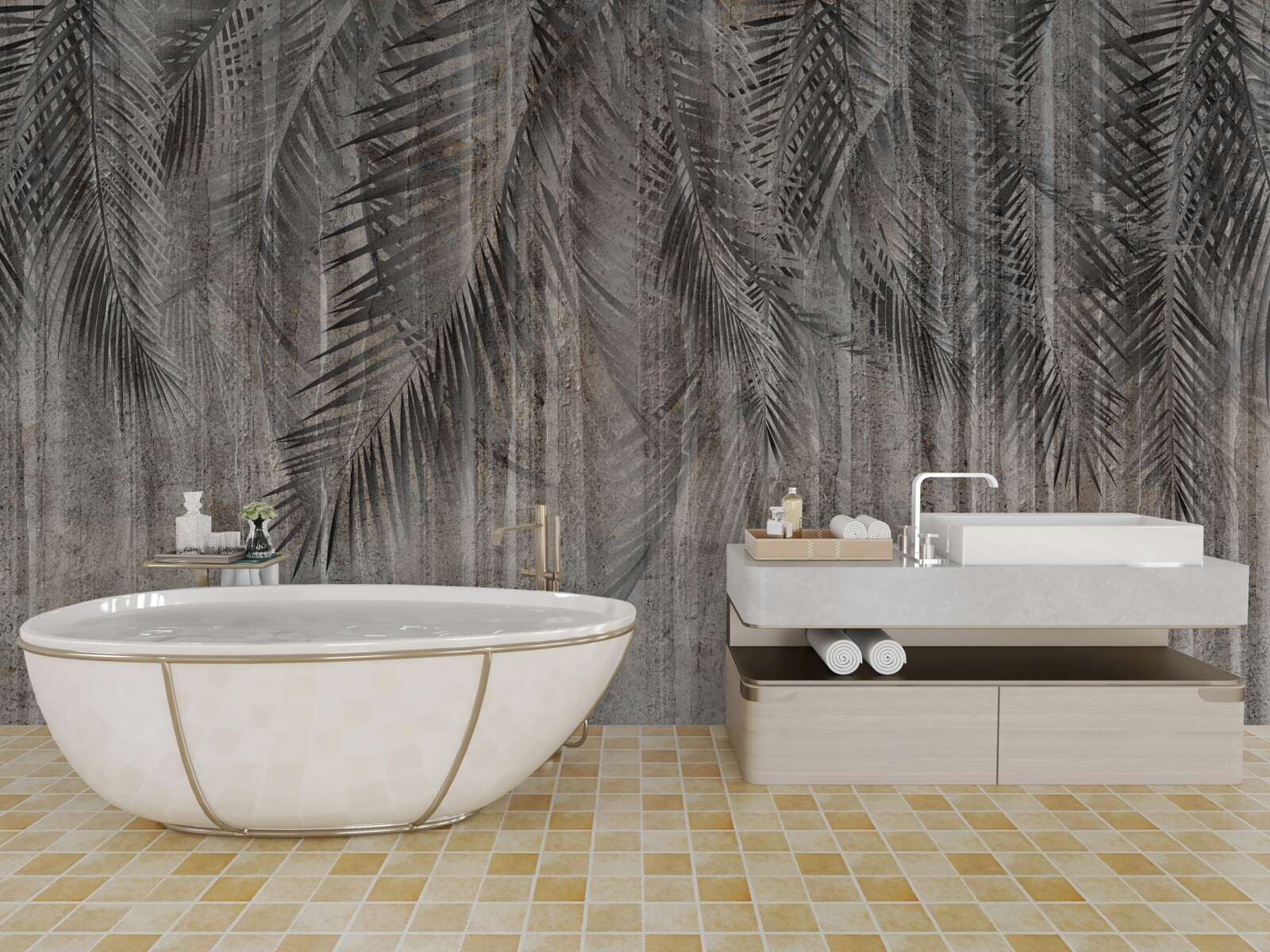 Fotobehang coniferenbladeren vallen