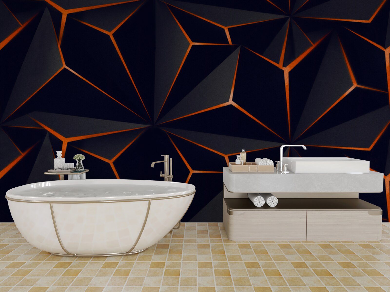 Fotobehang de piramides zijn zwart met rode randen