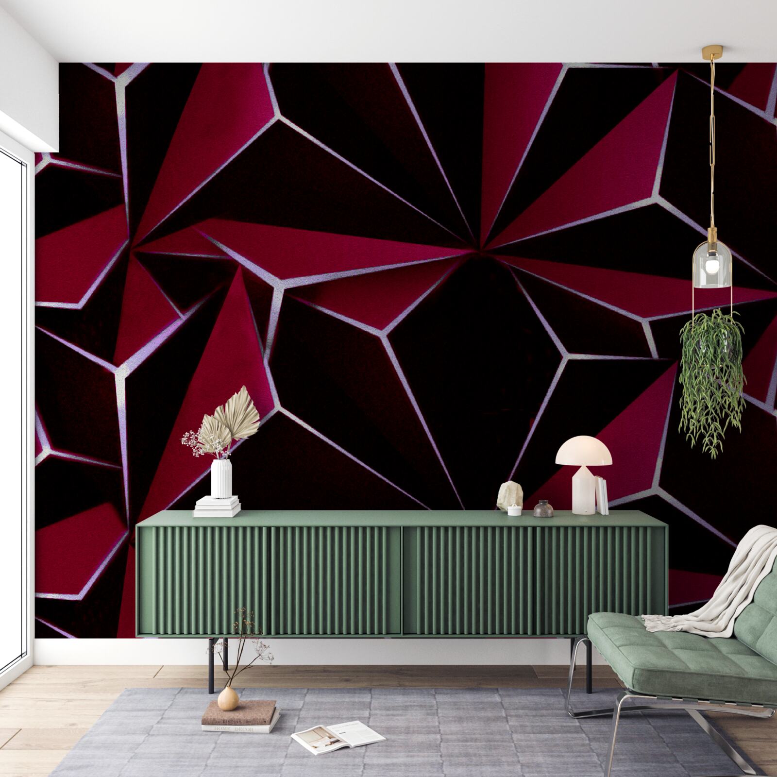 Fotobehang bordeauxrode driedimensionale piramides