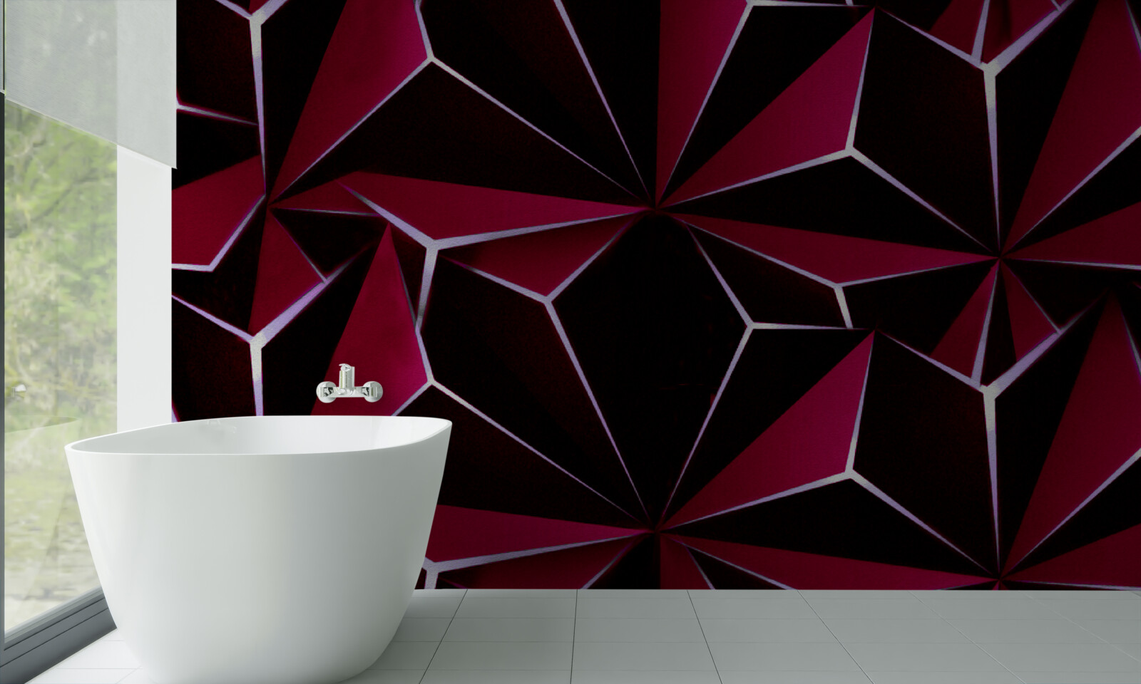 Fotobehang bordeauxrode driedimensionale piramides