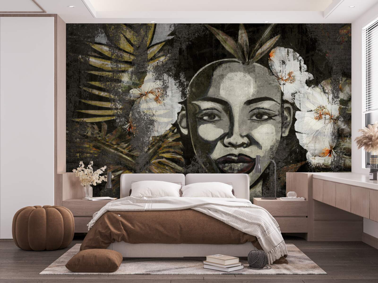 Fotobehang Afrikaanse vrouw in een tropisch woud