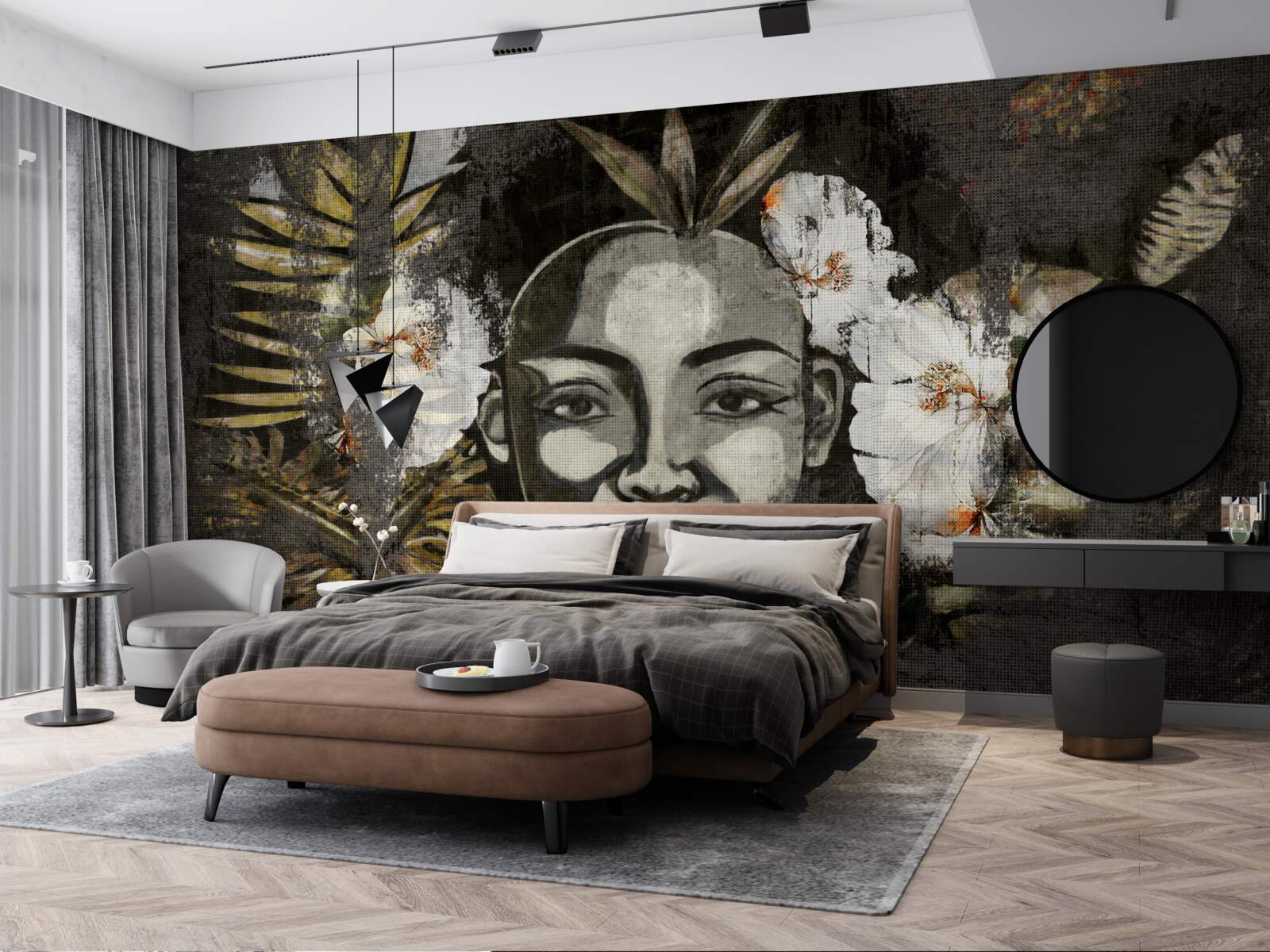 Fotobehang Afrikaanse vrouw in een tropisch woud