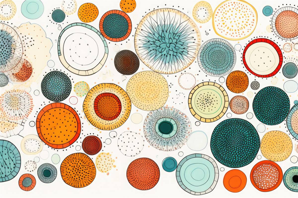 Fotobehang cirkels en doorsneden in abstracte stijl